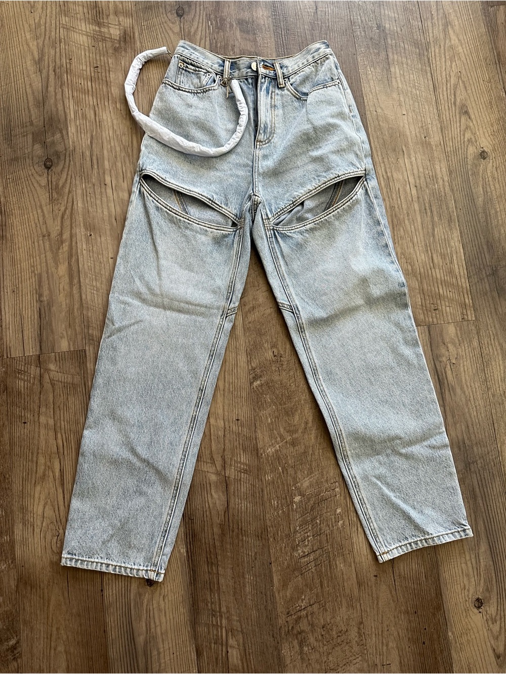 AREA Jeans with Rhinestone Chain NWT